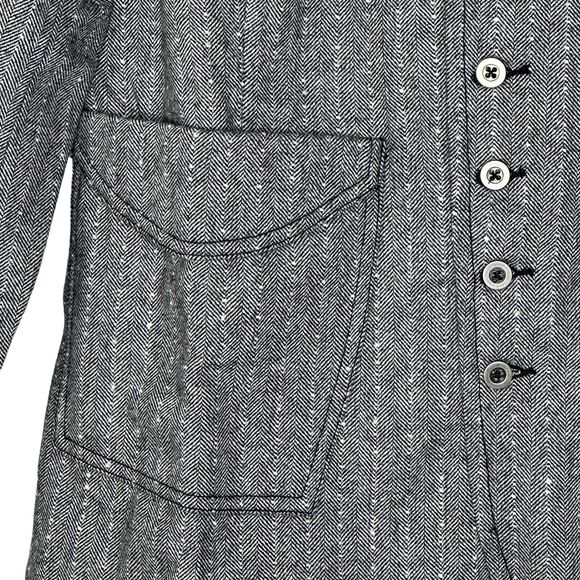 Sandrine Rose Empire Herringbone Wool Blend Blazer Gray Button Women Medium NWT - Picture 6 of 13